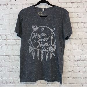 Home Sweet Home Heathered V Neck Short Sleeve Tee Shirt